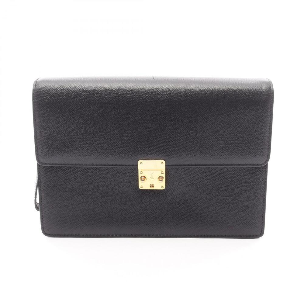 Saint Laurent Pouch Leather Shoulder Bag Black